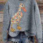 Duck Independent Site Printed Womens Crew Neck Sweater - Image 2