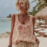 New Womens V Neck Tank Top With A Botanical Floral Print - Image 10