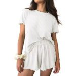 Relaxed Casual Cre Neck Short Sleeve Top And Shorts Set - Image 8