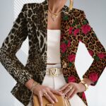 Elegant And Sophisticated Printed Knit Womens Jacket With A Lapel Neckline - Image 5