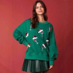 Christmas-themed Double-decorated Sequin Crewneck Hoodie