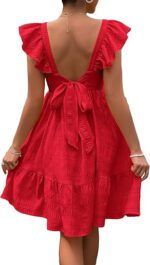 Bohemian Ruffled Backless Dress With A Square Neckline And Shirred Detailing - Image 6
