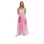 Elegant Printed Striped High-Waist Swing Dress - Image 10