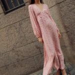 V-neck Long-sleeve High-waisted Floral Maxi Dress With A Slit - Image 2