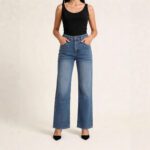 Retro Washed Mopping Pants High-Waisted Womens Slimming Washed Denim Jeans - Image 5