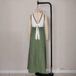 Elegant V-neck Contrast-Color Strap Dress - Image 5