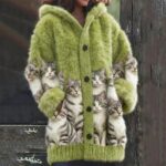 Womens Mid-Length Plush Cartoon Hooded Coat - Image 6