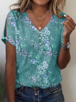 Womens Floral-print Tops From Europe And The US - Image 9