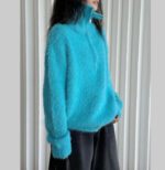 Korean-style Relaxed Faux Mink High-neck Sweater Top - Image 3