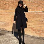 Trendy Black Chanel-style Wool Coat - Image 3