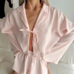 Comfortable Long-Sleeve Shorts And Cardigan Two-Piece Set - Image 4