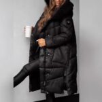 Mid-length Lightweight Silk-cotton Puffer Coat With A Large Fur Collar For Superior Warmth - Image 4