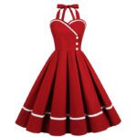 Retro-style Cinched-waist A-line 1950s Dress With A Voluminous Skirt - Image 3
