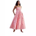 Elegant Printed Striped High-Waist Swing Dress - Image 5