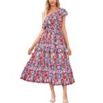 Womens Ruffle-Trimmed Strapped Off-the-Shoulder Printed Dress - Image 5
