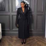 Sexy Elegant Long Blazer Dress With A Notched Collar And A Fitted Waist - Image 2