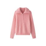 Korean-style Relaxed Faux Mink High-neck Sweater Top - Image 4