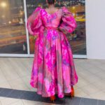 Elegant Commuter Print Dress With Tie-detail Accents - Image 5