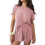 Relaxed Casual Cre Neck Short Sleeve Top And Shorts Set - Image 5