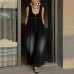 Bucket-style Washed Denim Vest Dress