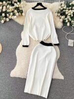 Crew-neck Loose-fit Knit Top And High-waisted Midi Skirt - Image 5