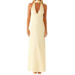 Womens Floral Halterneck Deep V-Neck Backless Bodycon Maxi Dress - Image 3