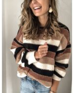 Stylish Patchwork Pullover Base Knit Sweater - Image 3