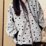 American-style Retro Streetwear Star-print Cardigan Hoodie - Image 5