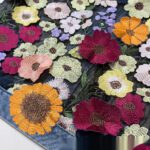 Blue Casual Denim Jacket With Embroidered Floral Lace Panels And A Turn Down Collar - Image 6