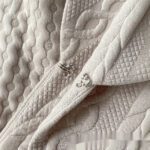 Womens Knitted Jacquard Lapel Fitted Waist Long Sleeve Coat - Image 6