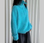 Korean-style Relaxed Faux Mink High-neck Sweater Top - Image 6