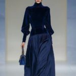 Stylish Casual Velvet Patchwork Long-sleeve Dress