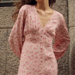 V-neck Long-sleeve High-waisted Floral Maxi Dress With A Slit - Image 4