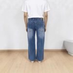 Retro Washed Mopping Pants High-Waisted Womens Slimming Washed Denim Jeans - Image 4