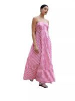 Elegant Printed Striped High-Waist Swing Dress - Image 9