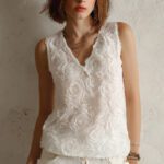 New Womens V Neck Tank Top With A Botanical Floral Print - Image 2