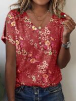 Womens Floral-print Tops From Europe And The US - Image 6