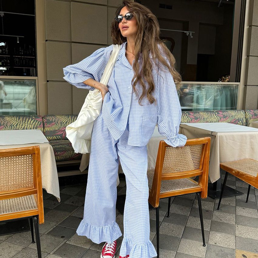 c5be4cda-7db0-46ce-ae33-350ac0c876dd.jpg Womens Cozy And Casual Plaid Pants Set For Home Or Outdoors In Europe And America - Image 1