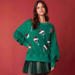 Christmas-themed Double-decorated Sequin Crewneck Hoodie - Image 2