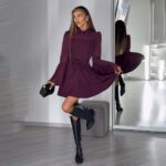 Ladies' Elegant Dress Adorned With Floral Chiffon Fabric And Ruffled Sleeves - Image 7