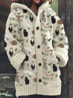 Womens Mid-Length Plush Cartoon Hooded Coat - Image 3