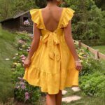 Bohemian Ruffled Backless Dress With A Square Neckline And Shirred Detailing - Image 10