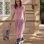 Hollow-out Slit Knit Layered Dress