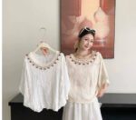 Womens Fashion Embroidered Hollow Lace Short-Sleeve Shirt - Image 6