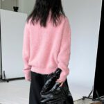 Korean-style Relaxed Faux Mink High-neck Sweater Top - Image 7