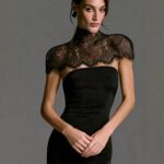 Lace-neck Light-luxury Evening Gown Paired With A Matching Shawl A Dress - Image 2