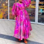 Elegant Commuter Print Dress With Tie-detail Accents - Image 4