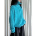 Korean-style Relaxed Faux Mink High-neck Sweater Top - Image 2