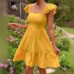 Bohemian Ruffled Backless Dress With A Square Neckline And Shirred Detailing - Image 3