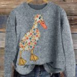 Duck Independent Site Printed Womens Crew Neck Sweater - Image 4